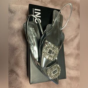 I.N.C. Metallic Silver Jewel Flats
